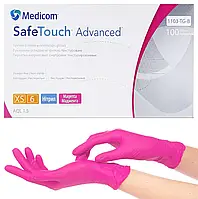 Нитриловые перчатки Medicom SafeTouch Advanced Magenta, XS (5-6), розовые, 100 шт