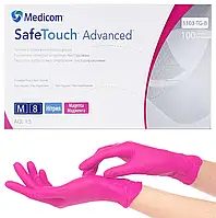 Нитриловые перчатки Medicom SafeTouch Advanced Magenta, M (7-8), розовые, 100 шт