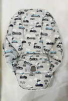 Чохол двустороній DavLu на стільчик для годування Peg-Perego Tatamia Зайці на машинах (Ch-n-1-8)