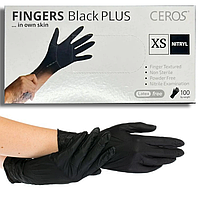 Нитриловые перчатки CEROS Fingers® PLUS, 5 грамм, XS (5-6), черные, 100 шт