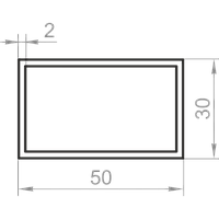 Алюминиевая труба прямоугольная 50x30x2 анодированная