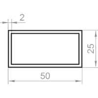 Алюминиевая труба прямоугольная 50x25x2 анодированная