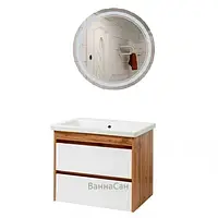 Набор мебели в ванную комнату бело-коричневый 70 см шириной Юввис Венера 41364-42364