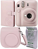 Набор Розовый Фотокамера моментальной печати Fujifilm INSTAX Mini 12 Blossom Pink / Картридж 10 фото / Чехол /