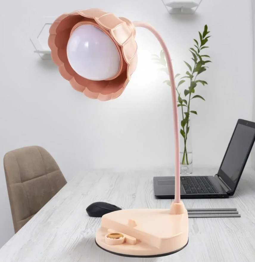Настільна акумуляторна USB лампа Sensor Table Lamp "Квіточка" LD3060B Рожевий