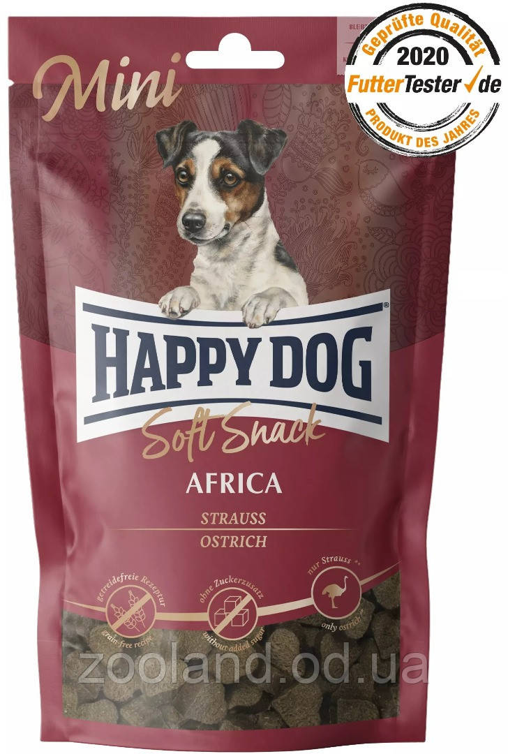 60691 Happy Dog Soft Snack Mini Africa ласощі зі страусом, 100 г