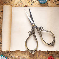 Ножиці швейні декоративні вінтажні для рукоділля колір латунь серія "Лоза"