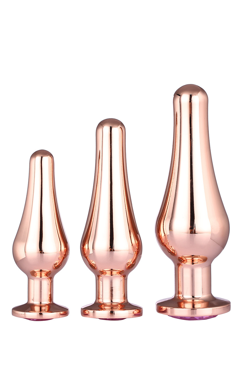 DT21875 набір анальних пробок конічної форми Dream Toys GLEAMING LOVE PLEASURE SET ROSE GOLD Кітті