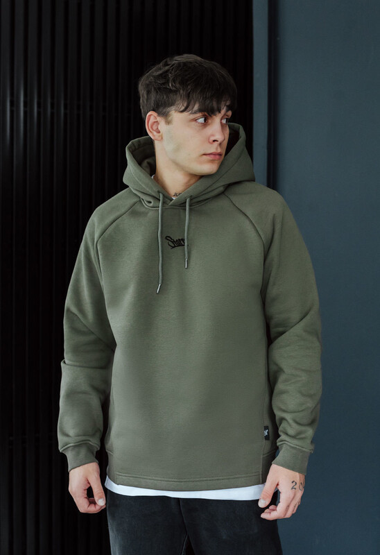 Чоловіче утеплене худі Staff green gray logo fleece