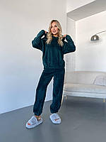 Изумрудная махровая теплая молодёжная пижама Тедди с ушками 42-44; 46-48; 50-52 размер