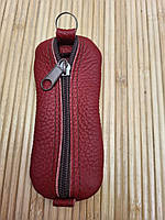 Кожаный футляр для ключей 12×5 см, ключница из натуральной кожи Бордовий-2