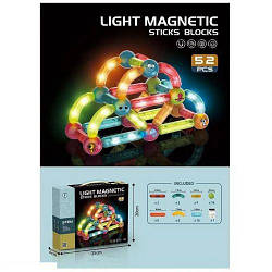 Магнітний конструктор світний "Light Magnetic Sticks blocks", 52 дет