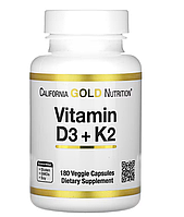 California Gold Nutrition витамины D3 и К2, 180 растительных капсул