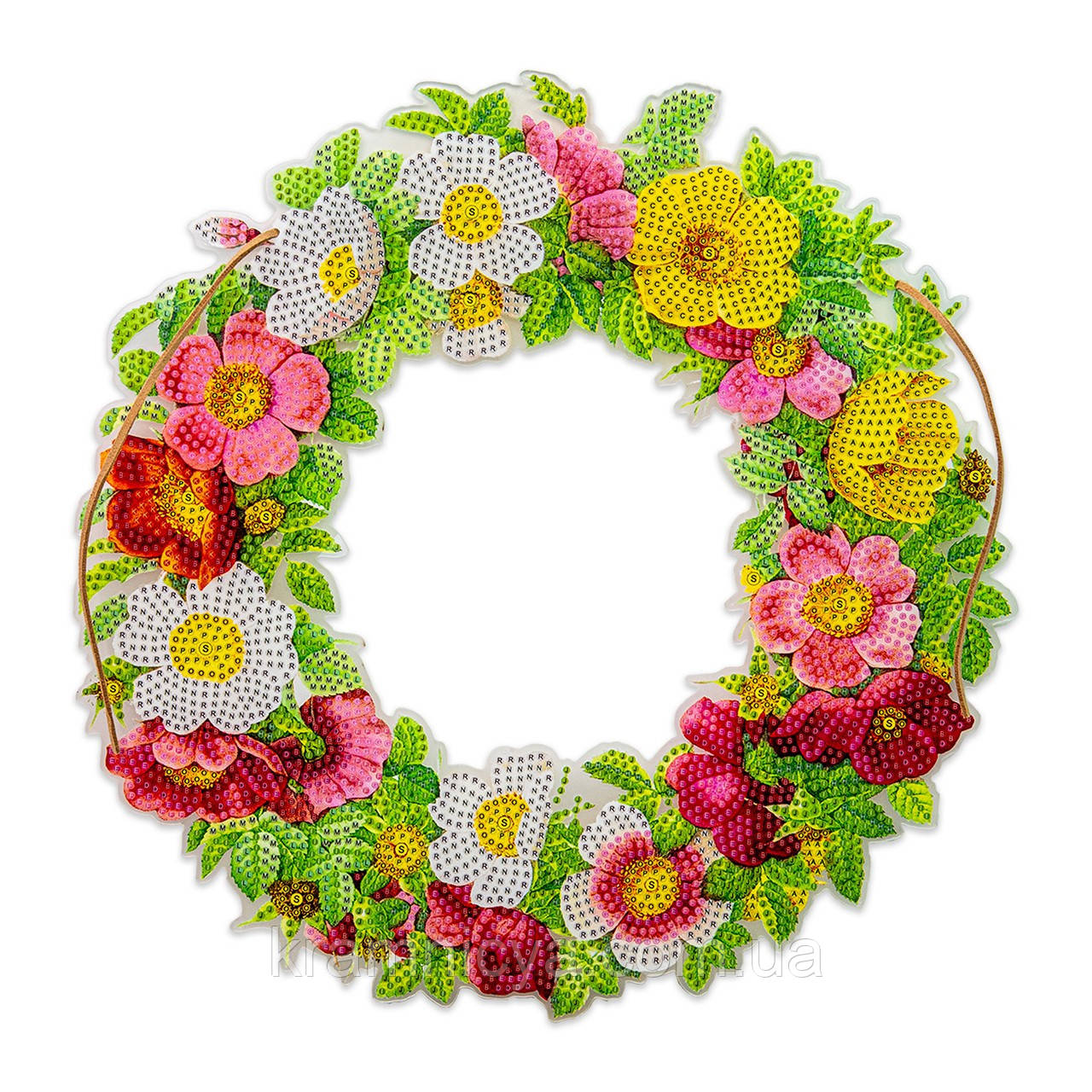 Алмазна мозаїка Віночок із квітів, підвісний, 30х30 см. (HHE26391), фото 1