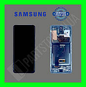 Дисплей Samsung G980 Cosmic Grey S20 (GH82-22123A) сервісний оригінал у зборі з рамкою (переклеєне скло)