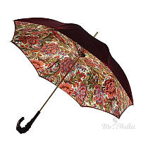 Зонт-трость Pasotti 189-58112/19 бордовый с кожаной ручкой