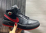 Nike Air Jordan зимние отличные кожаные высокие кроссовки для мужчин черные, фото 10