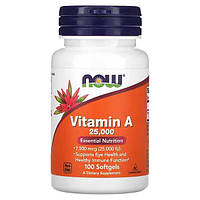 NOW Vitamin A 7500 mcg 25000 IU 100 софт-гелевых капсул