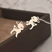 Сережки гвоздики срібні оленята без каменів