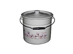 Відро ем. 12л /2 циліндричне з кришкою Магнолія (молочна) (I1224/2) ТМ IDILIA