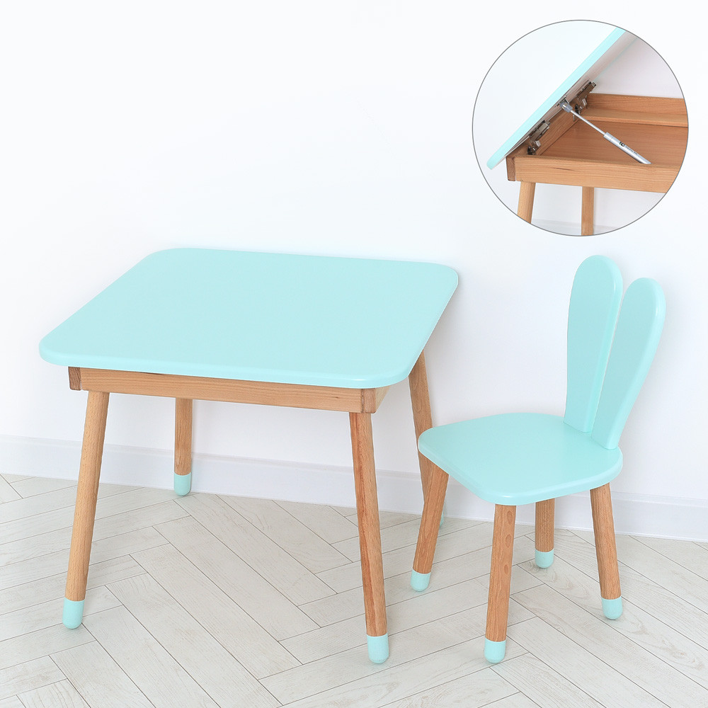 Дитячий столик з одним стільчиком і шухлядою Bambi 04-025B-TABLE дерев'яний (МДФ) рожевий