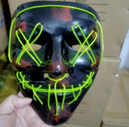 Світна маска Неонова маска — судний день, маска на холош Неонова LED-маска, фото 1