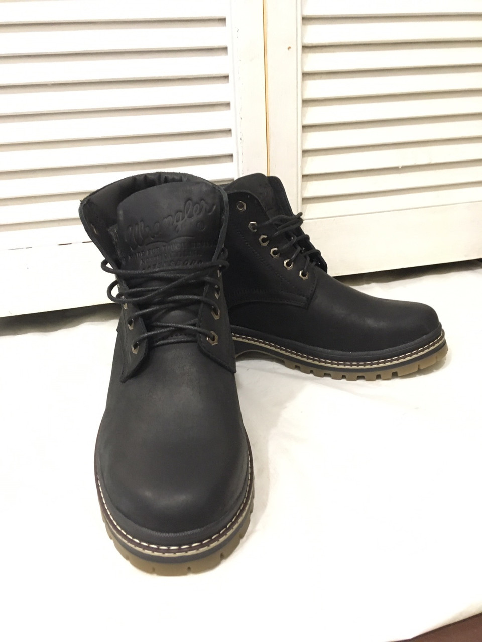 Супер Wrangler! Мужские зимние ботинки черные натуральная кожа обувь в стиле Вранглер сапоги 40,41 - фото 2 - id-p2046545018