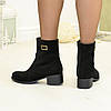 Замшеві черевики жіночі на стійкому підборі. Колір чорний, фото 2