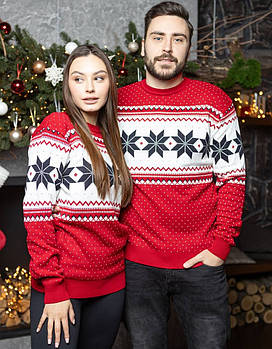 Парні светри з оленями для закоханих та сім'ї. Світшоти парні для двох. Теплий светр