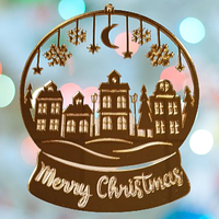 Декор ИНТЕРЬЕРНЫЙ подвесной Merry Christmas - Город (15 × 18 см, материал - акрил, цвет - зеркальная позолота)