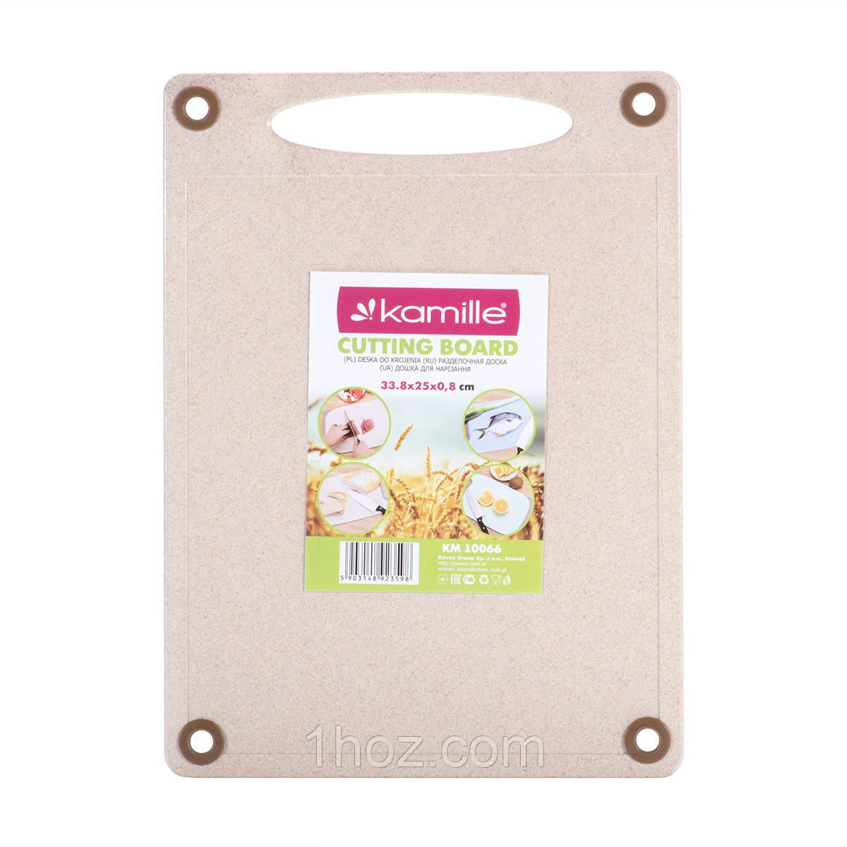 Дошка обробна Kamille KM-10066 33.8х25х0.8 см Бежевий Якісна обробна дошка Кухонна дошка