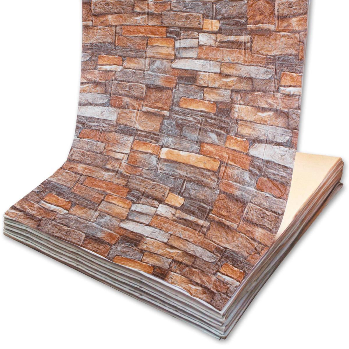Самоклейка декоративна 3D панель під цеглу червоний піщаник в рулоні 3080x700x3мм