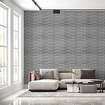 3Д шпалери самоклеючі миючі 3,08м x70см x 5мм на клейовій основі в рулоні сіра кладка, фото 3