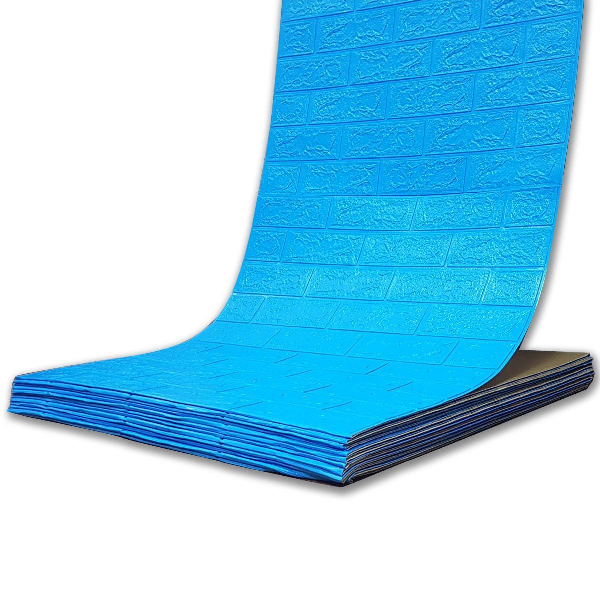 3Д шпалери самоклеючі миючі 20м x70см x 3мм на клейовій основі в рулоні синя цегла