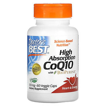 Doctor's Best, Легкозасвоюваний CoQ10 (коензим Q10) з BioPerine, 100 мг, 60 рослинних капсул