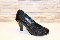 Туфли женские черные на каблуке натуральная кожа Т77 39