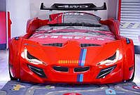 Кровать в виде машины, с подсветкой и спойлером, BMW красная Турция