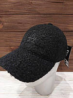 Бейсболка кепка тепла брендова брендова баранчик (Розмір oversize), Чорна
