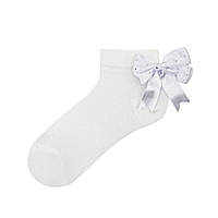 Дитячі нарядні шкарпетки для дівчат BROSS з бантиком зі стразами Білі