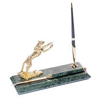 Набор для руководителя подставка мраморная ручка и нож для писем Леопард 540065