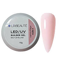 Гель з дрібним шиммером для нарощування нігтів Lilly Beaute Builder Gel №2, 15г
