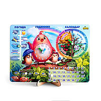 Развивающая игра Календарь - 2 "Птичка" Ubumblebees. Деревянный детский календарик (укр.язык)