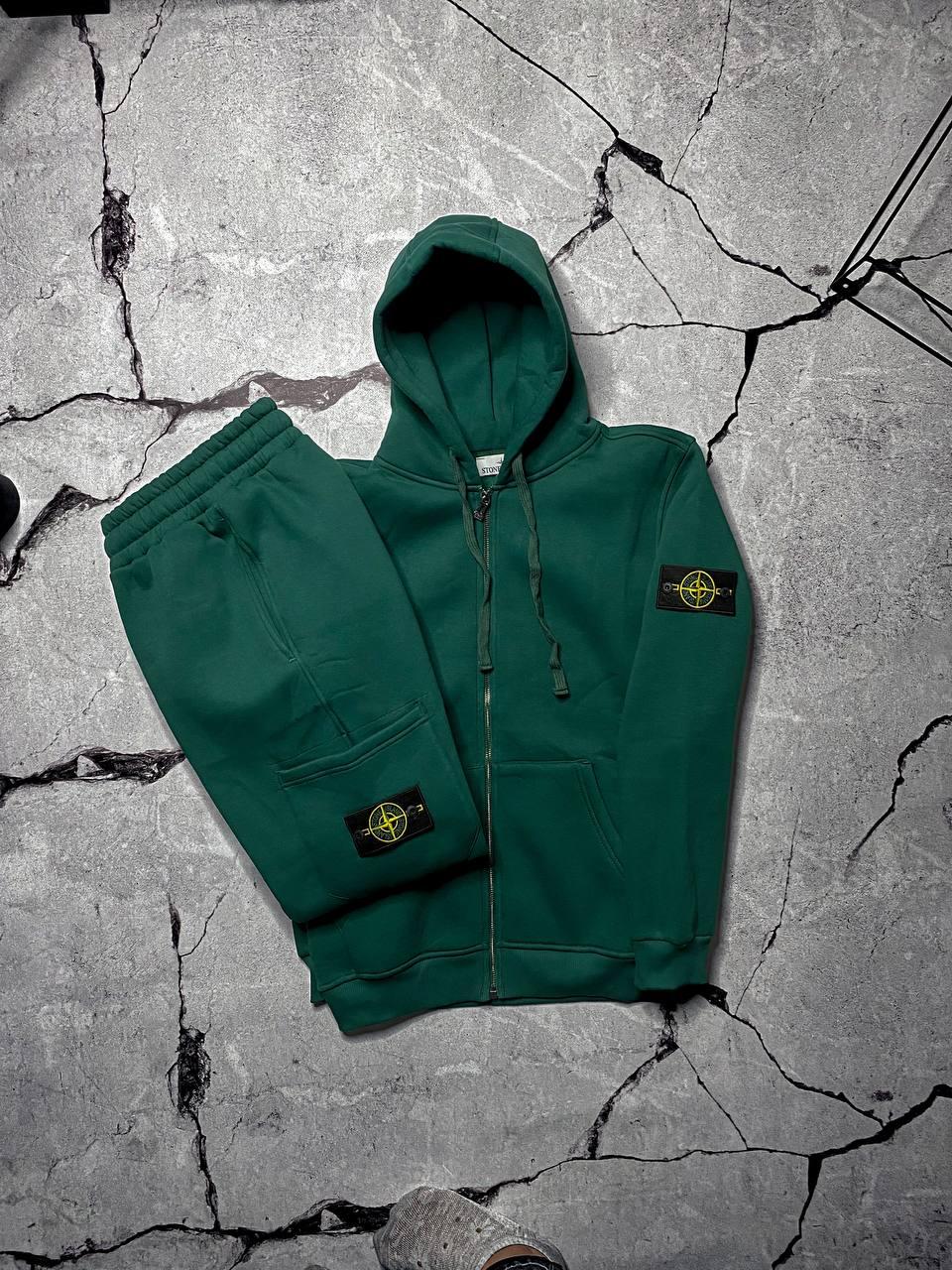 Спортивний костюм чоловічий зимовий теплий зелений Stone Island (Стон Ісланд)