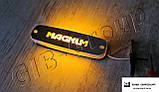 Габаритний ліхтар до вантажівки MAGNUM хромований з логотипом жовтого кольору, фото 7