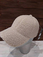 Бейсболка кепка тепла баранчик (Розмір oversize), Молочна