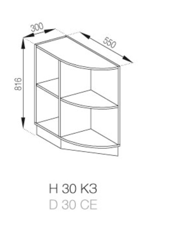 Нижня кухонна шафка Н 30КЗ Тіна
