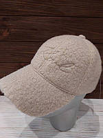 Бейсболка кепка тепла брендова брендова баранчик (Розмір oversize), Молочна