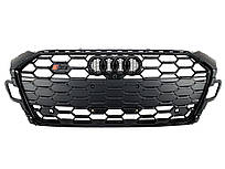 Решітка радіатора на Audi A5 B9 2021-2023 року ( стиль S5 Full black matte + gloss)