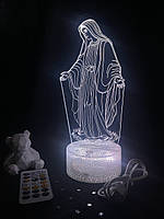 3d лампа Дева Мария, подарок на Рождество, светильник или ночник, 7 цветов, 4 режима и пульт