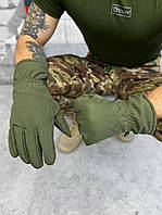 Военные перчатки олива / Зимние тактические перчатки олива на флисе softshell